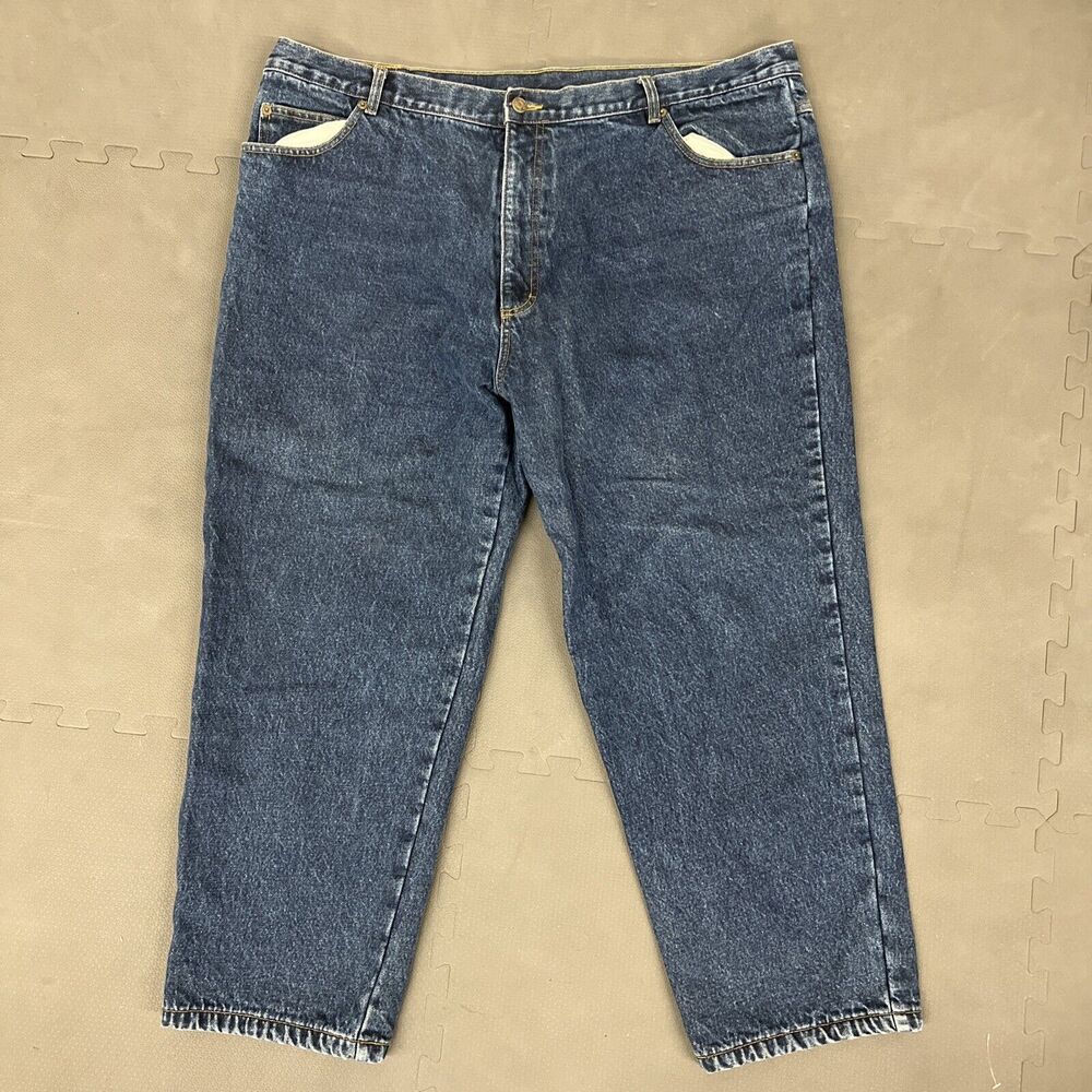 Mens' Guide Gear Flannel-Lined Jeans Size 48 X 29Blue Double Knee FS Charity